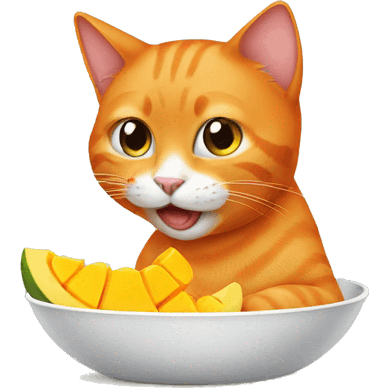 Orange cat eating mango emoji