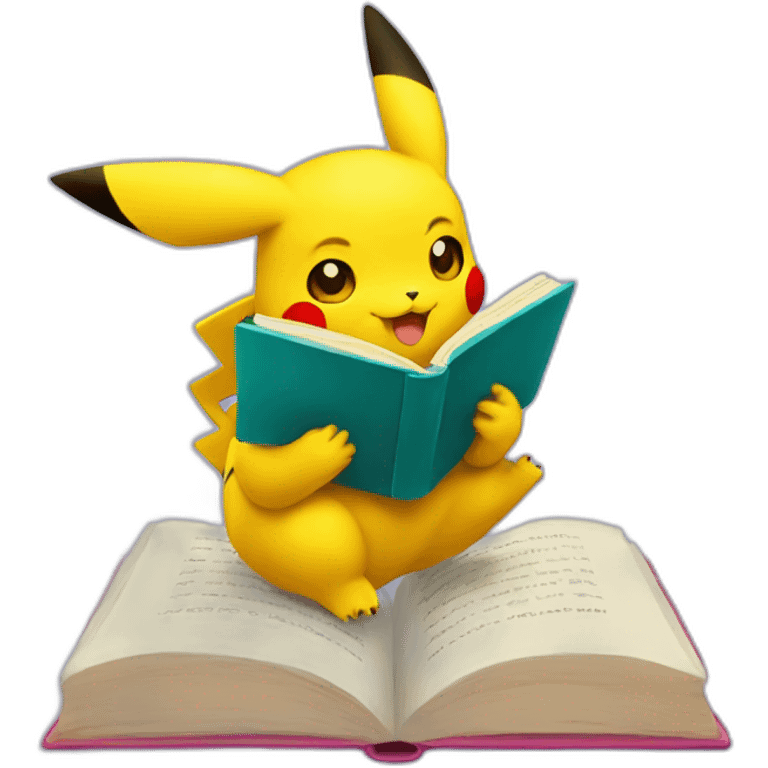 pikachu reading book emoji