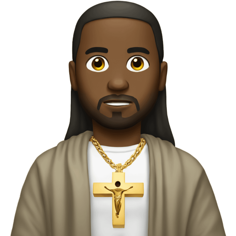 Kanye with a Jesus piece on emoji