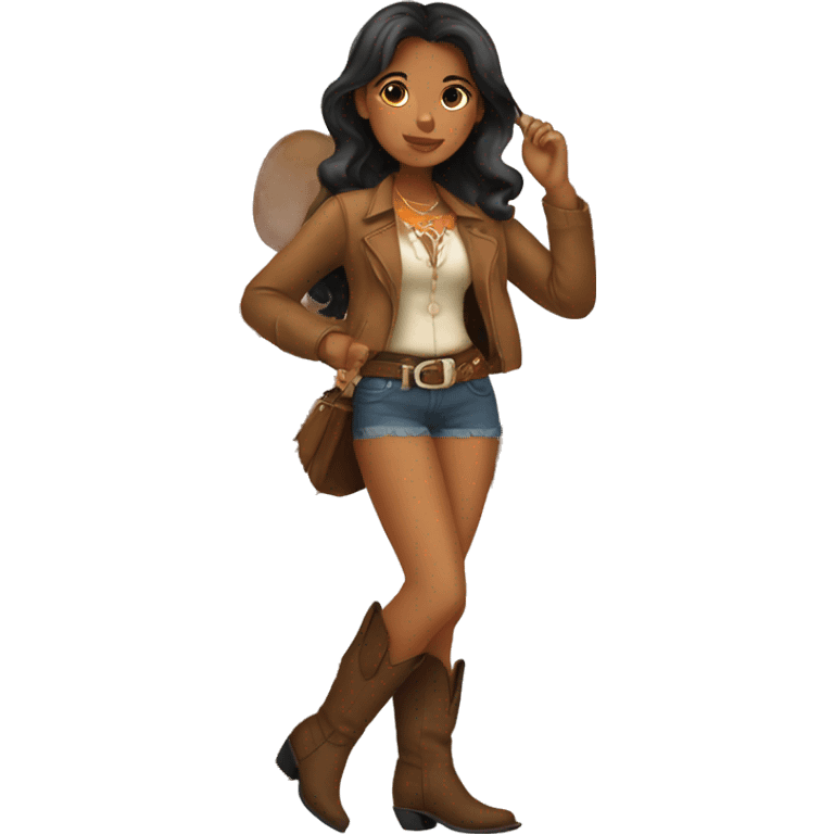 Brown girl in cowboy boots emoji