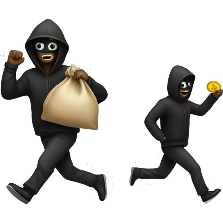 Robber with a money bag running away emoji