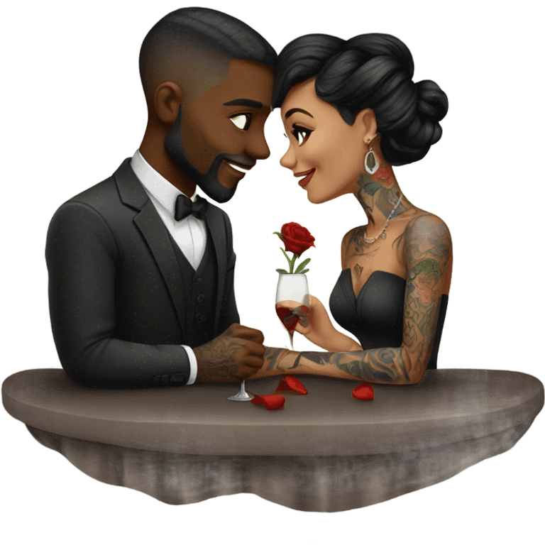 Romantic fancy date for beautiful tattooed couple emoji