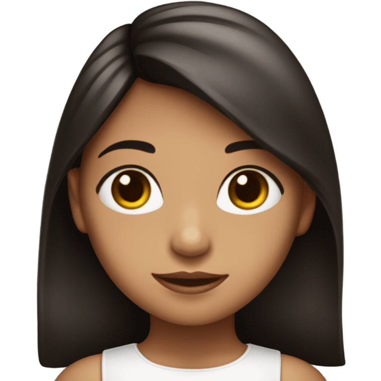 Niña blanquita con pelo negro y ojos cafés no tan oscuros pero no tan claros  emoji