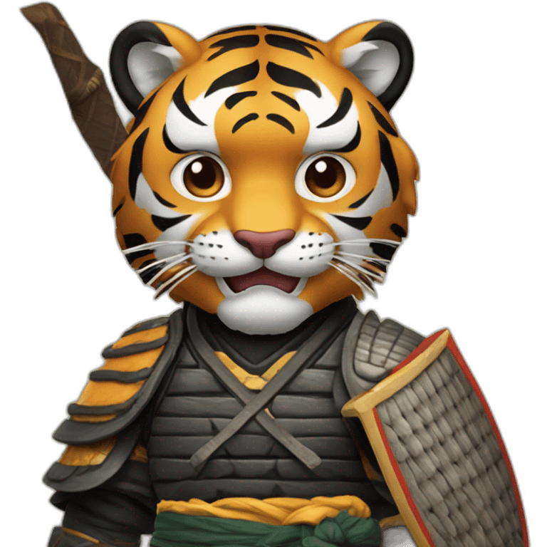 Tiger samurai holding axe emoji