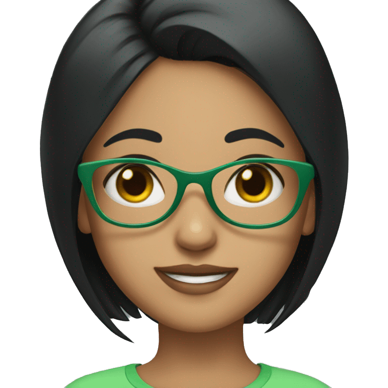 girl with green glasses and straight black hair  emoji