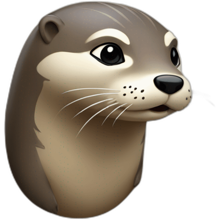 loutre qui fait dépasser, sur le côté, sa tête d'un mur emoji