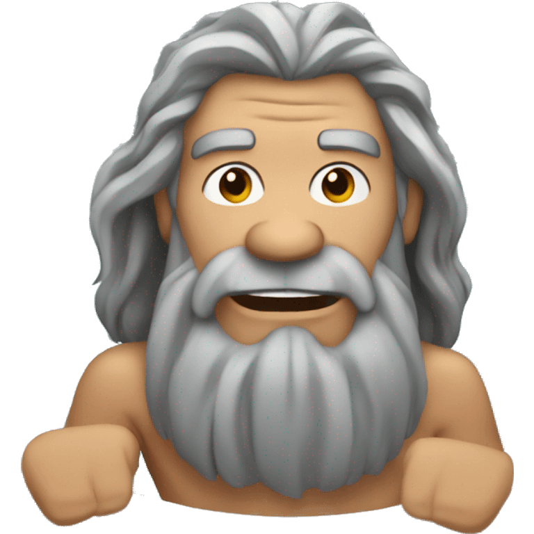 Caveman with long gray hair and a gray goatee in a hot tub emoji