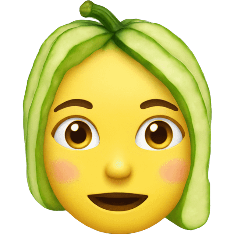 woman emoji eating yellow cucumber emoji