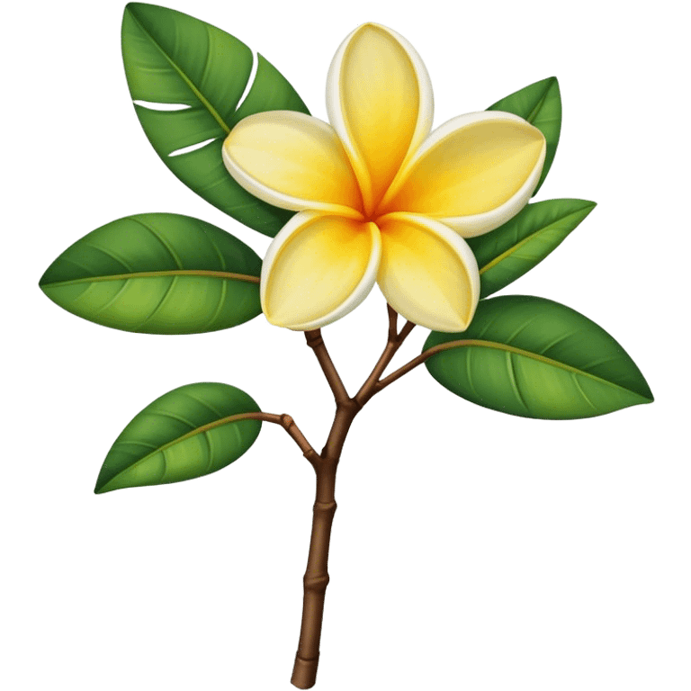 single Frangipani stem, leaf, more  emoji