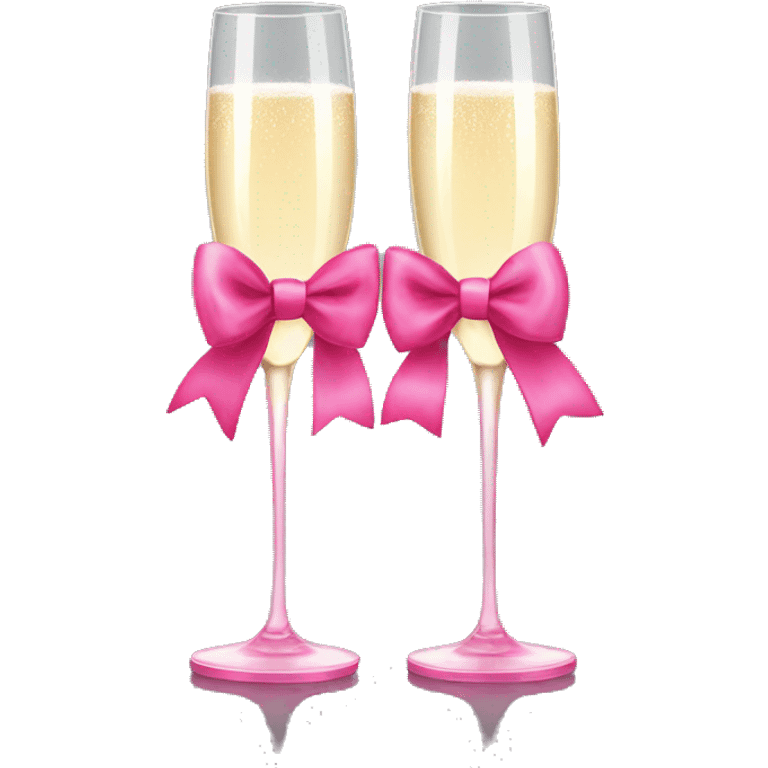 2 champagne glasses with pink bows on them emoji