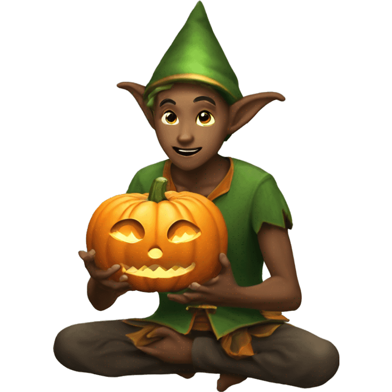 pumkin elf male casting a spell emoji