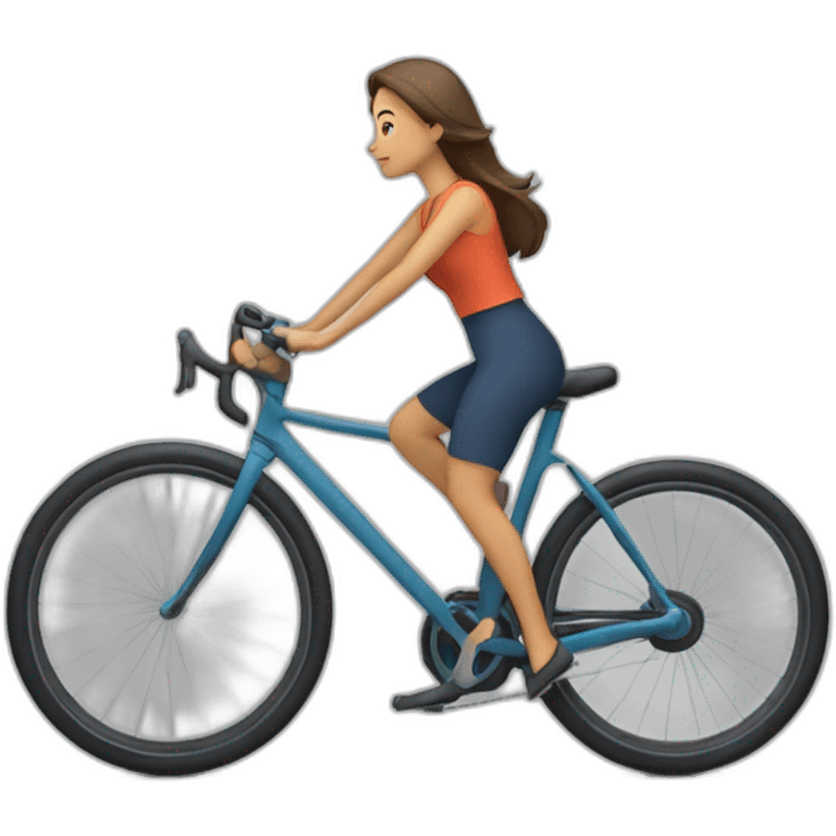 mujer con el peloblanco cayendose de una bicicleta emoji