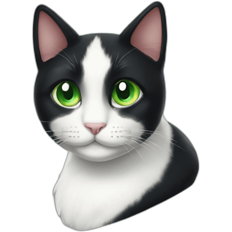 happy tuxedo cat green eye whole body emoji