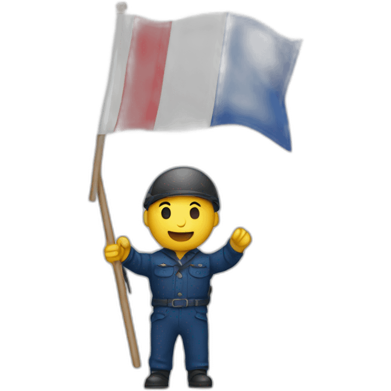 man holding a flag of france on the air emoji