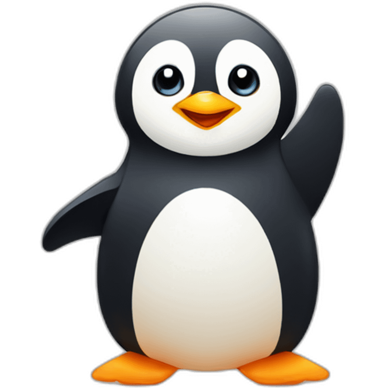 Penguin making a circle with both hands raised Cute illustration style emoji