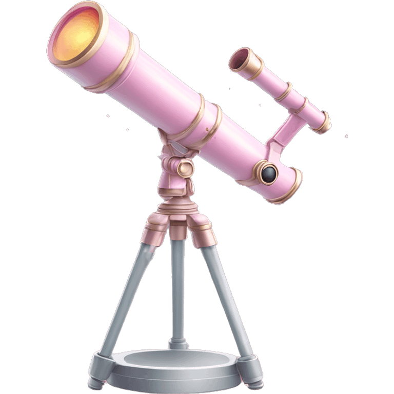 Pastel Pink Telescope "A pastel pink telescope with glowing lenses, shimmering accents, and a magical stardust effect surrounding its viewfinder." emoji