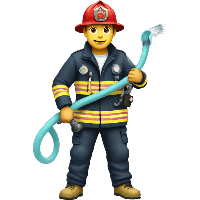 fire fighter, whole body, holding a hose emoji