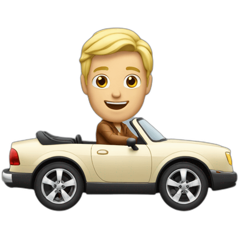 blonde man riding cabriolet emoji