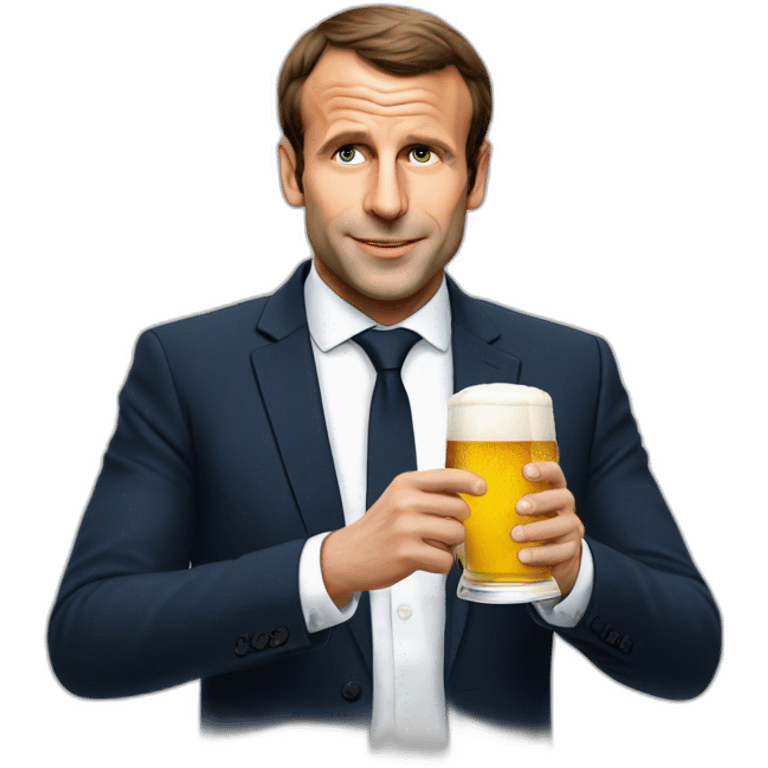 Macron avec une bière emoji