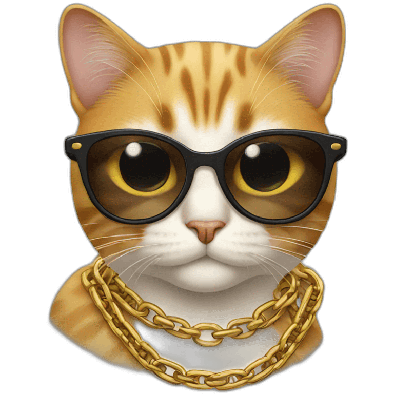 Cat with chain and sunglasses  emoji