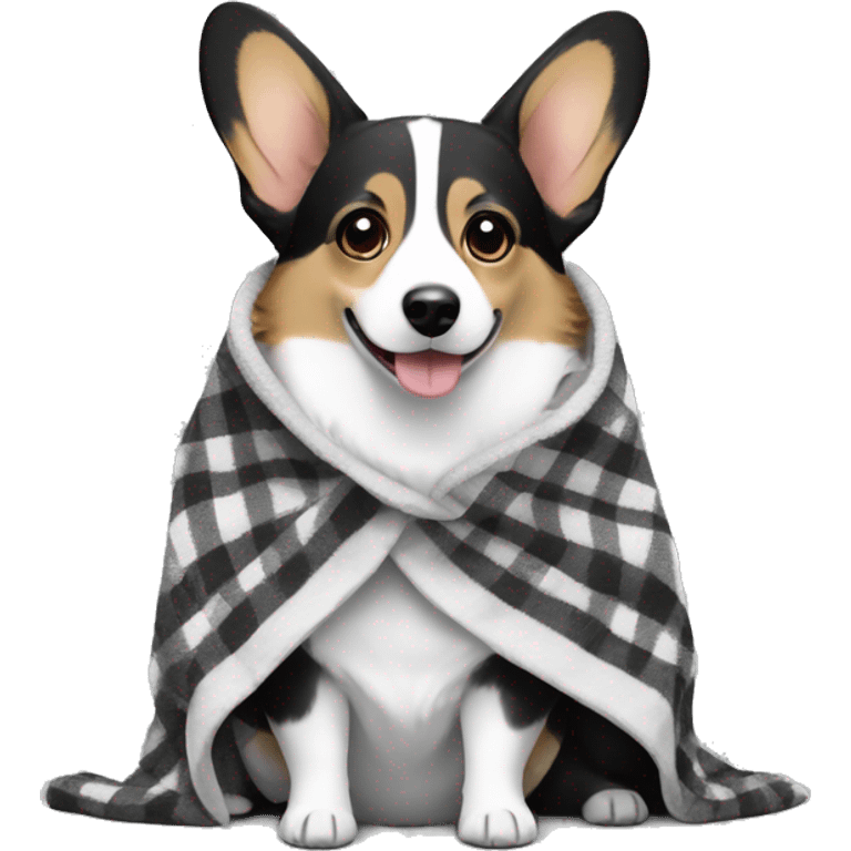 Black-white corgi cardigan in a blanket emoji