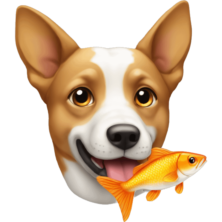 Un chien qui mange du poisson emoji