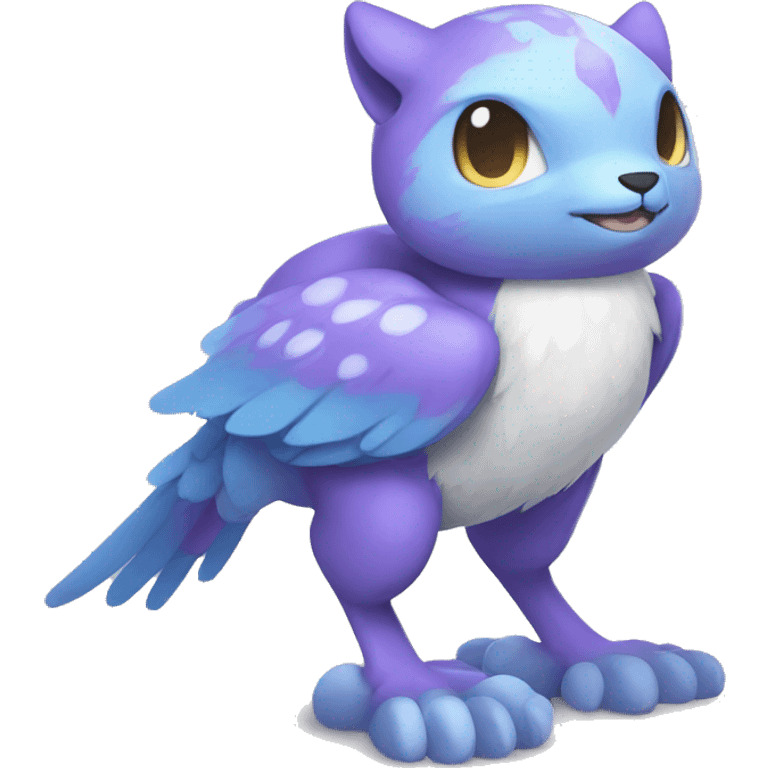 Cute cool purple white blue animal hybrid Fakemon full body emoji