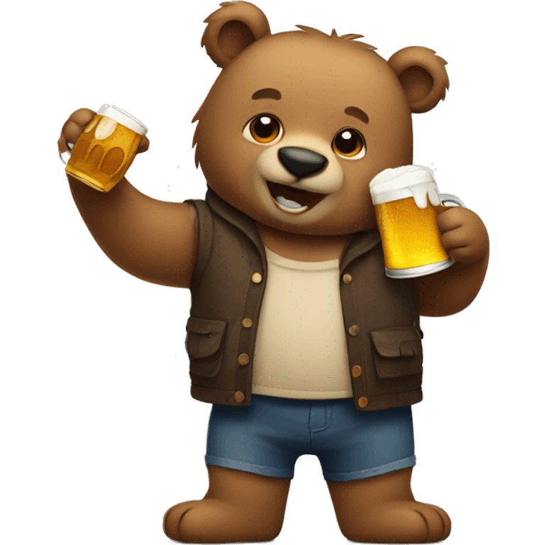 Bear holding beer emoji