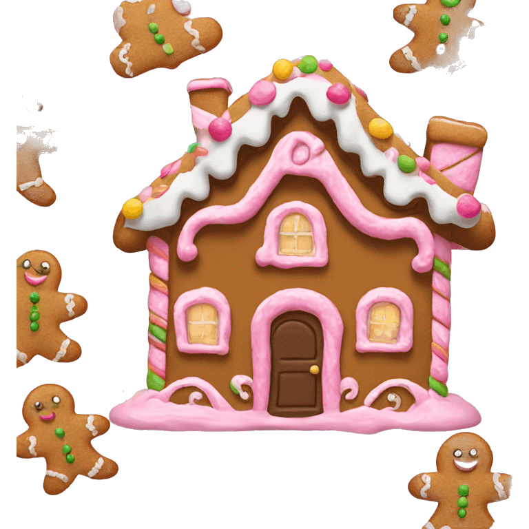 gingerbread house with pink frosting  emoji