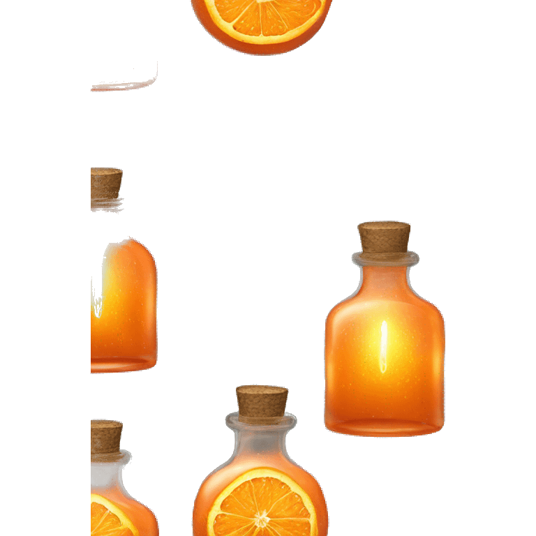 Orange magic fairy light sparkling old Antique bottle with poison and with herbal and flowers emoji