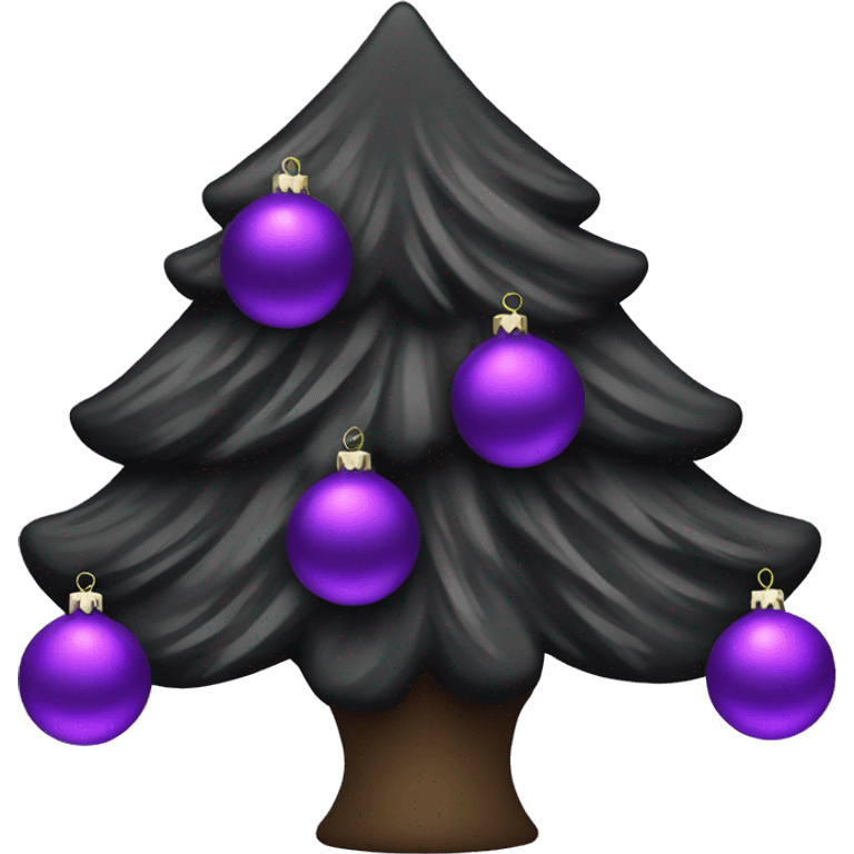 Black Christmas tree with purple ornaments emoji