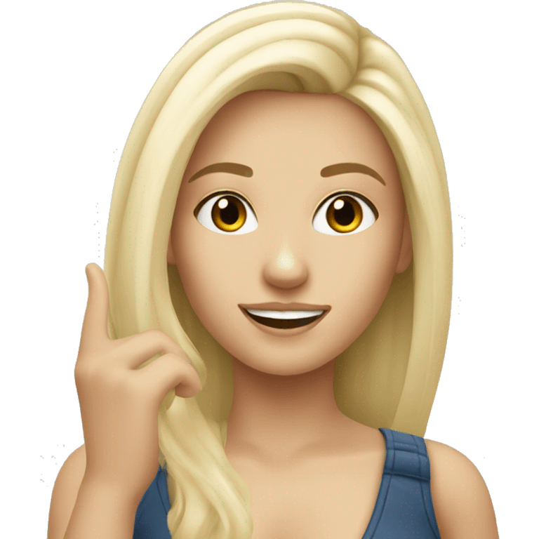 white blonde girl taking a selfie emoji