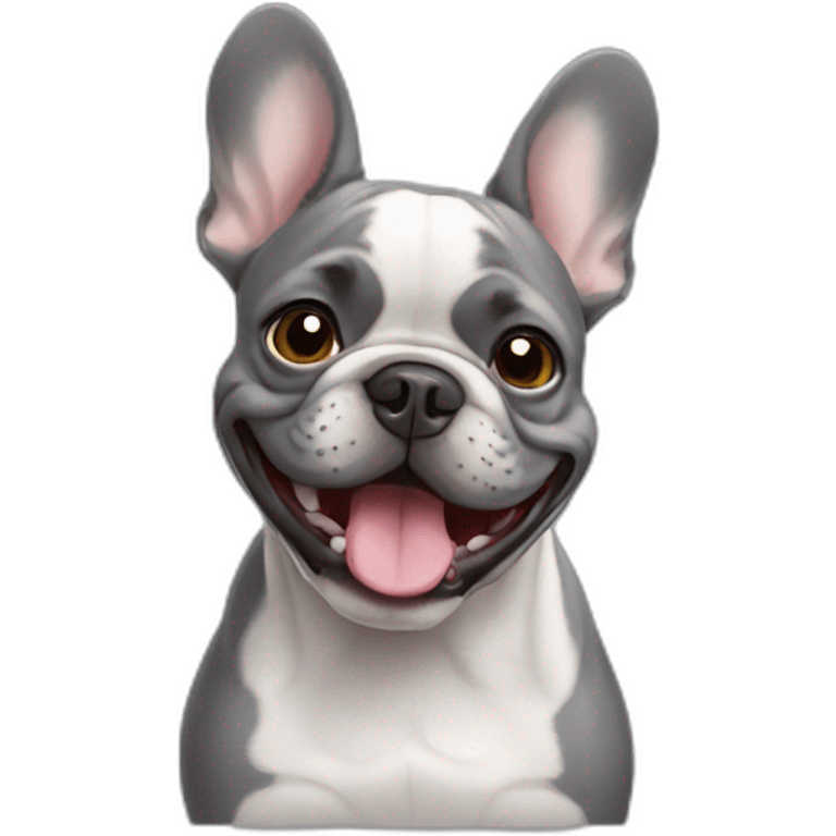 Grey French Bulldog smiling emoji