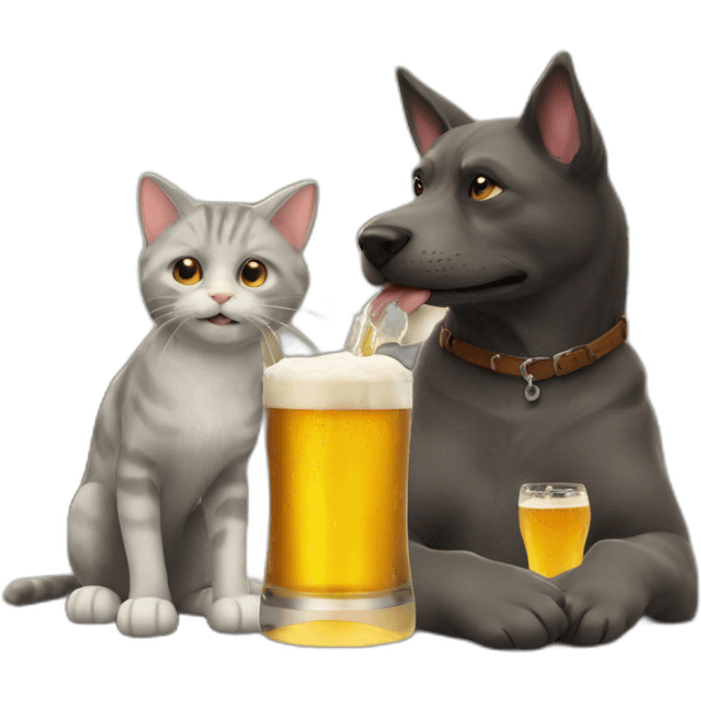 cat drink beer with dog emoji