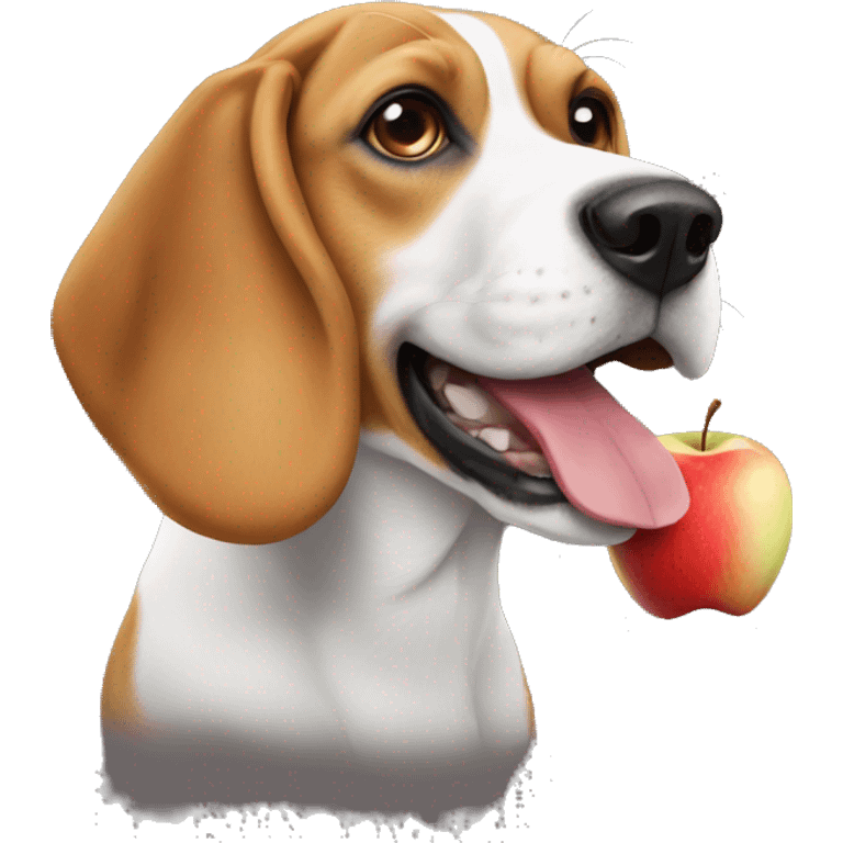 create a emoji of a beagle with a apple in her mouth emoji