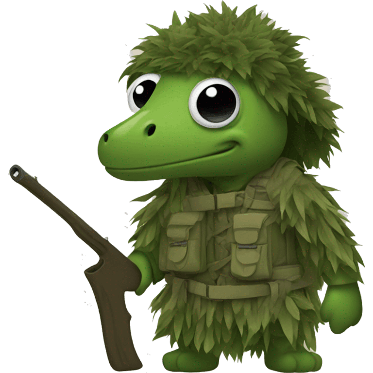 Chamäleon in Ghillie suit emoji