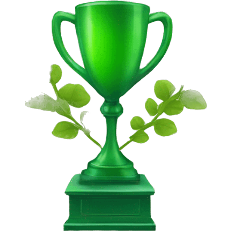 green trophy with leaves emoji