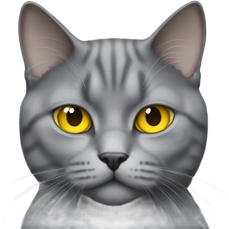 Scottish British gray cat with yellow eyes puffy emoji