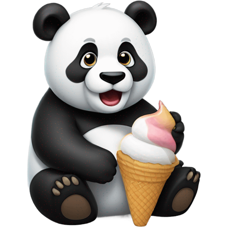 Panda eating ice cream emoji