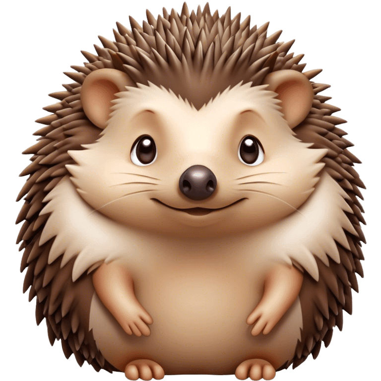 Cinematic Noble Hedgehog Portrait Emoji, Poised and regal, with a compact, spiky build and a rich, earthy Fur of brown spines and a soft underbelly, deep-set soulful beady eyes, Simplified yet sharp and sophisticated features, highly detailed, glowing with a warm, dignified glow, high shine, intelligent and endearing, stylized with an air of woodland charm, focused and attentive, soft glowing outline, capturing the essence of a watchful and confident little hedgehog, so majestic it feels as though it could scurry out of the screen with effortless authority! emoji