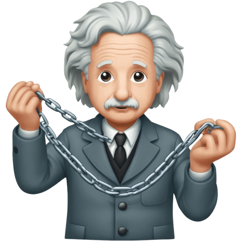 Albert einstein pulling on a chain emoji