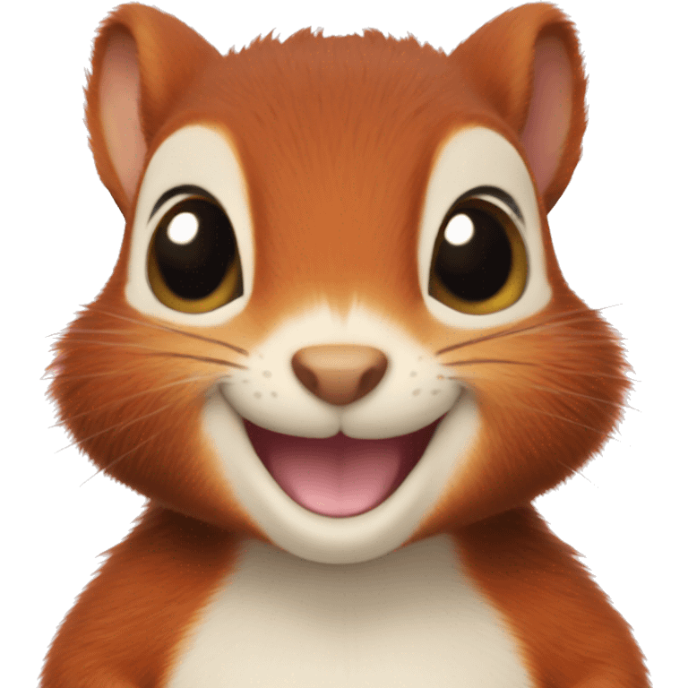 Cute baby red squirrel face smiling  emoji