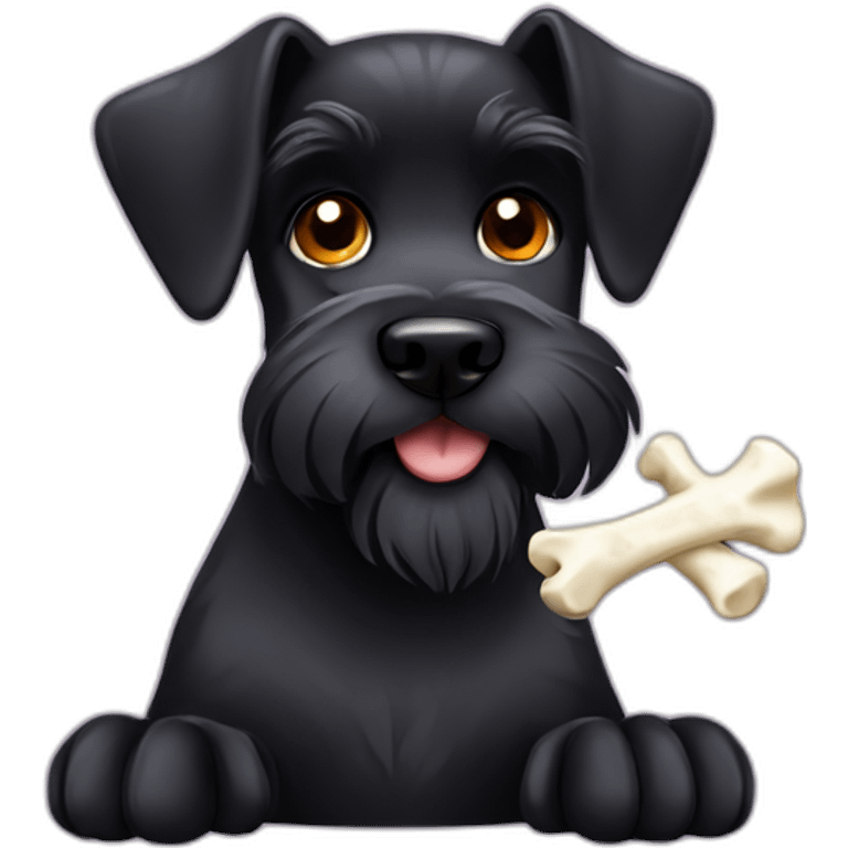 Black schnauzer with bone emoji