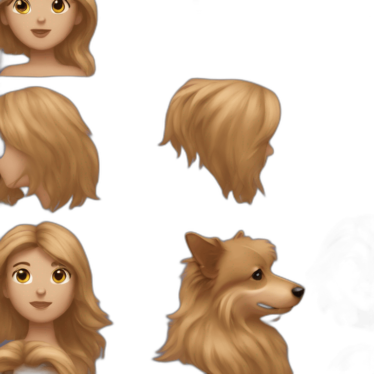 light-broun hair yong woman and sheltie emoji