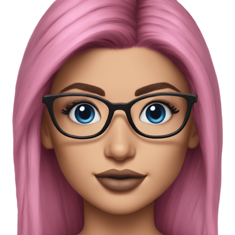 Hyper Realistic kylie jenner pink hair blue eyes and glasses  emoji