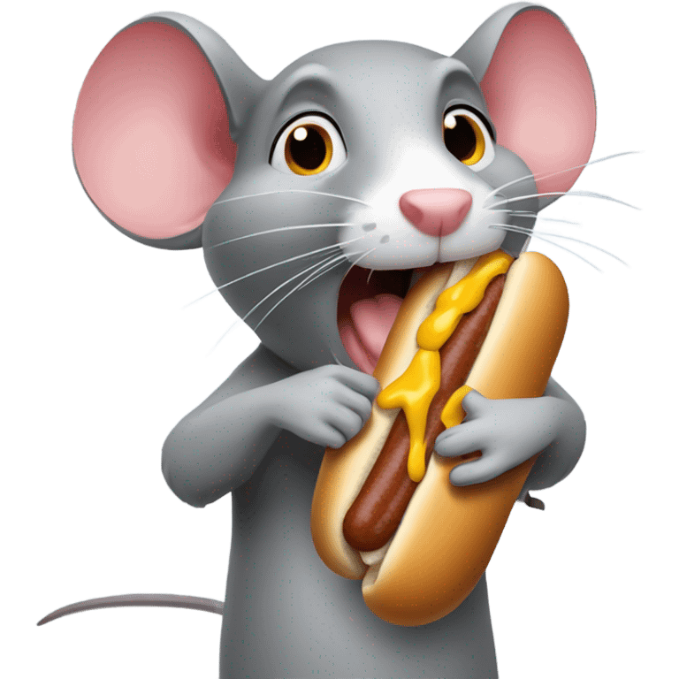 A rat eating a hot dog emoji