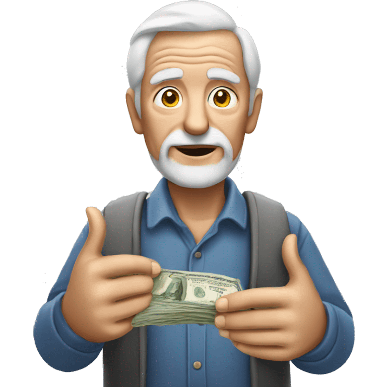 old men holding money without hairs emoji