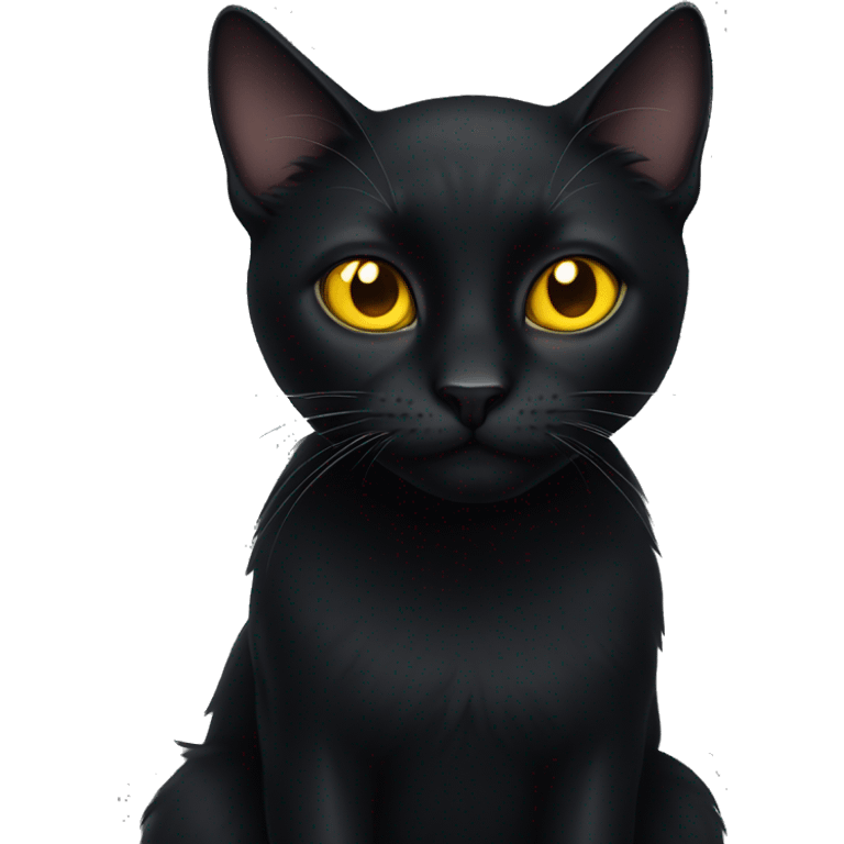 Black cat sitting yellow eyes emoji