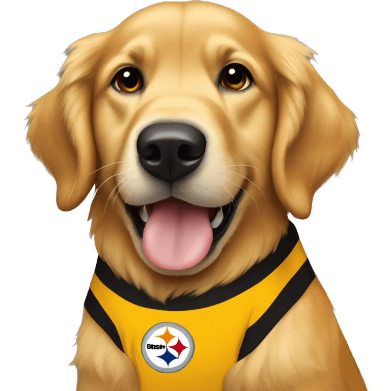 golden retriever wearing Steelers football jersey emoji