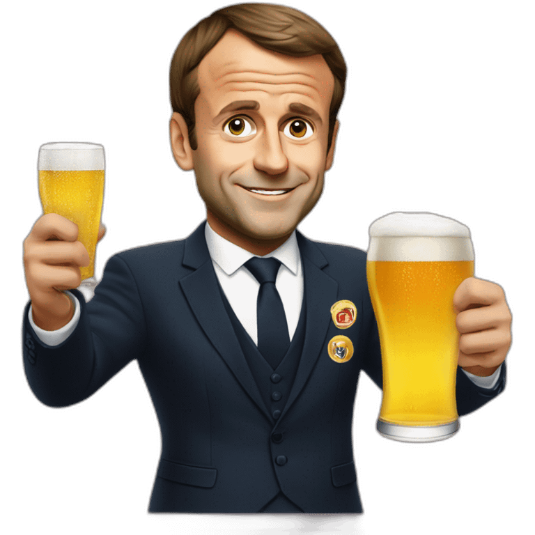 Emmanuel Macron with a beer emoji